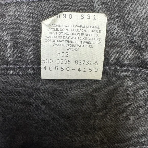 Vtg 90s Levi's 550 Black Orange Tab Jeans USA 38x32‎ (36x32) Grunge Tapered Fit